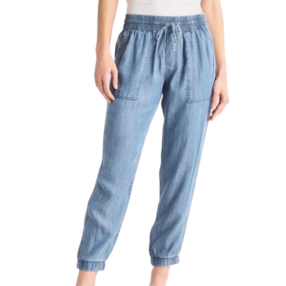 Cloth & Stone Anthropologie Blue Chambray Lyocell Jogger Pants Size XS